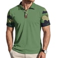 thumbnail image 1 of Havenx Mens Polo Shirts Short Sleeve 3-Button Shirt Camo Printed Raglan Collared T-Shirt Classic Fit Summer Work Business Wear,Camouflage Green 2XL, 1 of 5