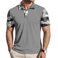 thumbnail image 1 of Havenx Mens Polo Shirts Short Sleeve 3 Buttons Polo Camo Printed Raglan Collared Polo Shirt Casual Breathable Work Business Top,Gray 3XL, 1 of 5