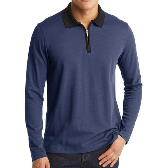Havenx Mens Quarter Zip Pullover Sweatshirt Long Sleeve Mock Neck Pullover Sweaters 1/4 Zip Collared Polo Solid Color Knit Slim Fit Business Casual Lightweight Pullovers,Royal Blue XL