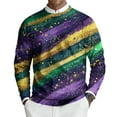 thumbnail image 1 of Havenx Mens Ribbed Knit Shirt Round Neck Carnival Printed Sweaters Long Sleeve Ribbed Knit Tops Pullovers Mask Print Slim Fit Carnival Lightweight Casual Wear,Purple M, 1 of 6