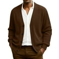thumbnail image 1 of Havenx Mens Sweaters V Neck Rib Knit Cardigans Long Sleeve with Buttons Outwear Cardigan Solid Color Collar Regular Fit Classic Fall Trendy Tops,Brown S, 1 of 7