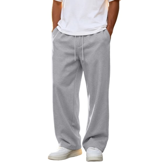 Havenx Mens Sweatpants Straight Wide Leg Drawstring Jogging Pants with Pockets Elastic Waist Open Bottom Sweatpant Loose Fit Soft Fall Winter Comfy Workout Streetwear,Light Gray 3XL