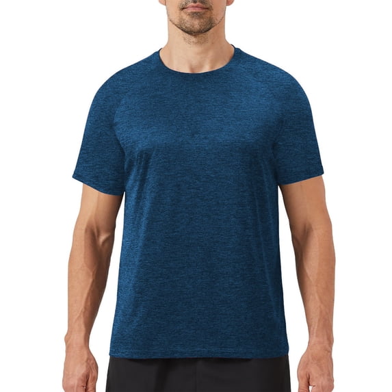 Havenx Mens Swim Shirt Short Sleeve Sun Protection Upf 50+ Shirts Fast Dry Moisture Wicking T-Shirts Soft Basic Plain Athletic Workout Casual Swim Tops Tee,Royal Blue M