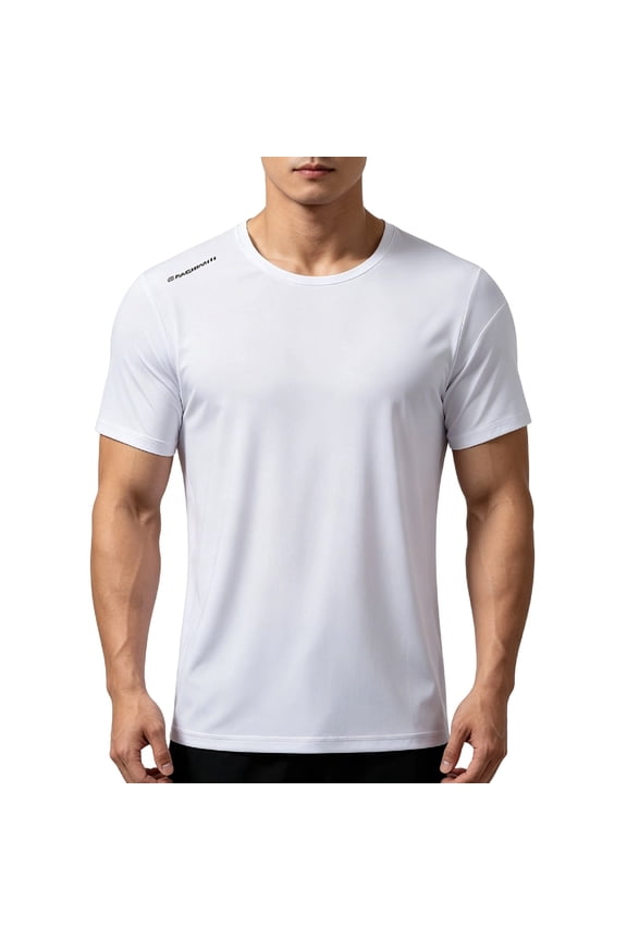 Mens Swim Shirt Short Sleeve Sun Protection Upf 50+ Tshirt Fast Dry Moisture Wicking Tee Shirts Lightweight Casual Loose Fit Running Workout Tops,White M