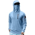 thumbnail image 1 of Havenx Mens UPF 50+ Fishing Shirts Long Sleeve Uv Protection Hoodie with Zip Pockets Quick Dry Hooded Shirt Rash Guard with Mask Cooling Lightweight Outdoor Hiking Fishing Clothing,Sky Blue 2XL, 1 of 6