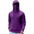 thumbnail image 1 of Havenx Mens UPF 50+ Fishing Shirts Long Sleeve Uv Protection Shirt with Zip Pockets Quick Dry Hooded Hoodie Shirt with Mask Outdoor Fishing Lightweight Casual Summer Blouses,Purple 2XL, 1 of 6