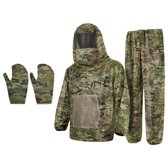 Havenx Mosquito Camo Suit Bug Net with Hood for Men and Women - Mosquito Net for Gardening Outdoor Protection from Bugs, Flies, Gnats, No-See-Ums Midges,Camouflage Green S