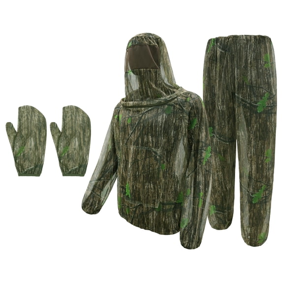 Havenx Mosquito Net Camo Suit,Mosquito Jacket with Hood and Pant and glove,Bug Suit for Men Women,Mosquito Proof Clothing for Gardening Fishing,Green M
