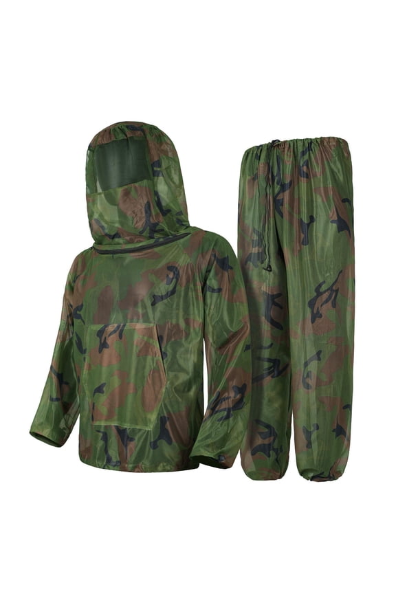 Mosquito Net Suit Camo Hunting Mesh Suit Bug Net Clothing with Hood for Outdoor Protection No-See-Ums Garden Camping,Dark Green S