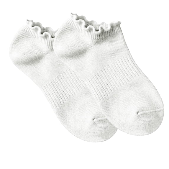 Havenx No Show Socks Womens Cute Ruffle Ankle Socks Low Cut Frilly Non Slip Sock,White