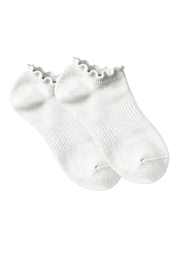No Show Socks Womens Cute Ruffle Ankle Socks Low Cut Frilly Non Slip Sock,White