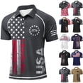 thumbnail image 1 of Havenx Patriotic Polo Shirts for Men American Flag Button Down Polo Shirts Short Sleeve Golf T-Shirts 4th Of July Usa Patriotic Summer Tee Tops,Navy L, 1 of 3