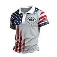 thumbnail image 1 of Havenx Patriotic Polo Shirts for Men Short Sleeve Collared Shirt American Flag Design Button Down Polo Shirts 250 Years Of Freedom Cross Patriotic Top,Gray 3XL, 1 of 5