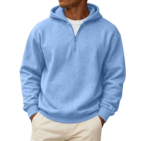 Havenx Quater Zip Up Hoodies for Men Fleece Lined Long Sleeve Sweatshirts with Pockets Hooded Pullover Sweatshirt Fall Winter Athletic Workout Casual Warm Tops