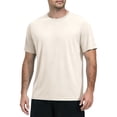 thumbnail image 1 of Havenx Rashguard Swim Shirts for Men Short Sleeve Sun Protection Upf 50+ Tshirt Fast Dry Moisture Wicking Rash Guard Athletic Workout Casual Loose Fit Running Swim Tops,Beige L, 1 of 4