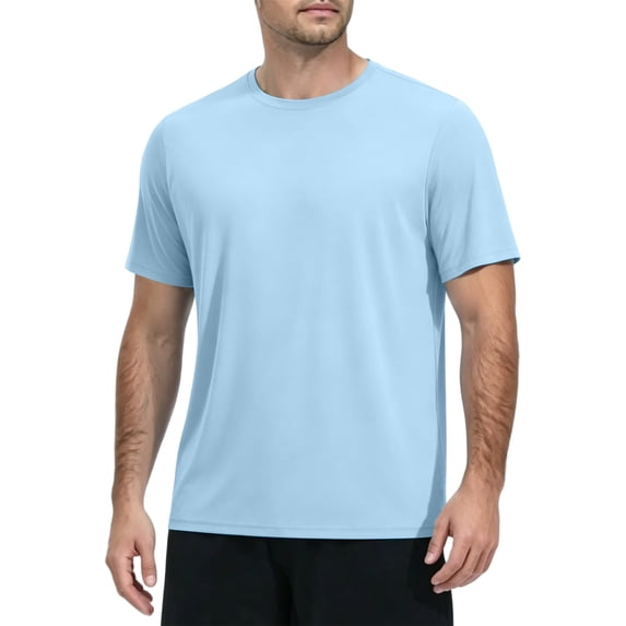 Havenx Rashguard Swim Shirts for Men Short Sleeve Sun Protection Upf 50+ Tshirt Fast Dry Moisture Wicking Tee Shirts Athletic Workout Casual Loose Fit Running Swim Clothes,Light Blue M