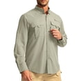 thumbnail image 1 of Havenx Safari Shirts for Men Long Sleeve Button Down Collared Shirts with Zipper Pockets Solid Color Dress Lightweight Summer Travel Cooling Camping Clothing,Light Green XL, 1 of 3