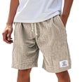 thumbnail image 1 of Havenx Shorts for Men Drawstring Elastic Waist Short with Pockets Stretch Embroidered Logo Short Pants Solid Color Loose Fit Summer Beach Lounge Soft Casual Clothing,Beige 2XL, 1 of 3