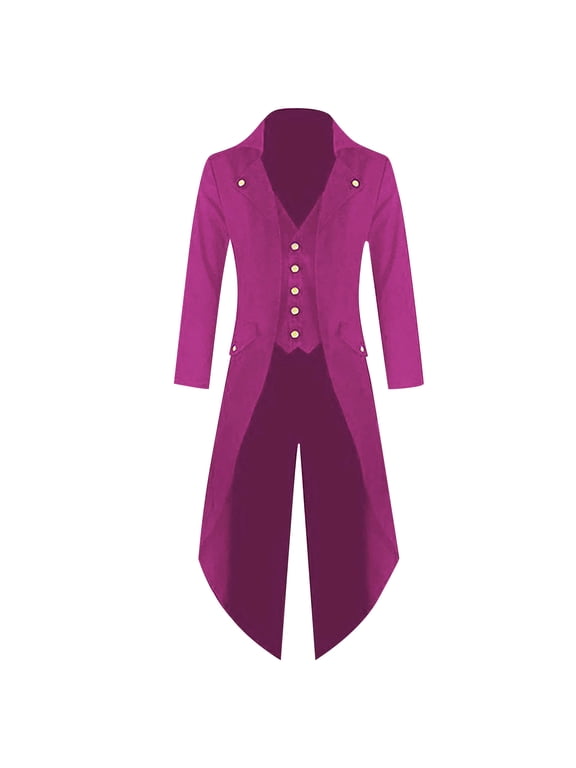 Steampunk Jacket for Men Halloween Medieval Coats Renaissance Victorian Jacket Tailcoat Vintage Gothic Steampunk Cosplay Costume,Purple L