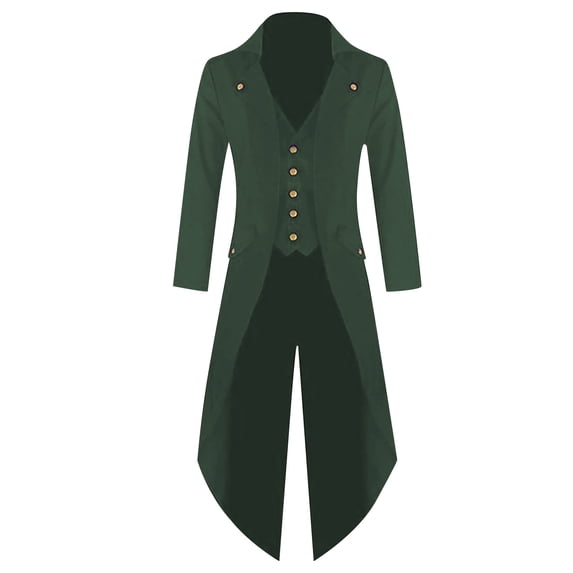 Havenx Steampunk Jacket for Men Halloween Medieval Jacket Renaissance Victorian Tailcoat Vintage Gothic Steampunk Costumes,Green M