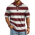 thumbnail image 1 of Havenx Stripes Polo Shirts for Men Short Sleeve Button Down Polo Collared Fast Dry T-Shirts Classic Fit Summer Work Business Wear,Deep Red 2XL, 1 of 6