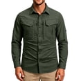 thumbnail image 1 of Havenx Sun Protection Fishing Shirts for Men Long Sleeve Button Down Shirts with Zipper Pockets Upf 50+ Tops Lightweight Summer Travel Cooling Camping Clothing,Camouflage Green 4XL, 1 of 6