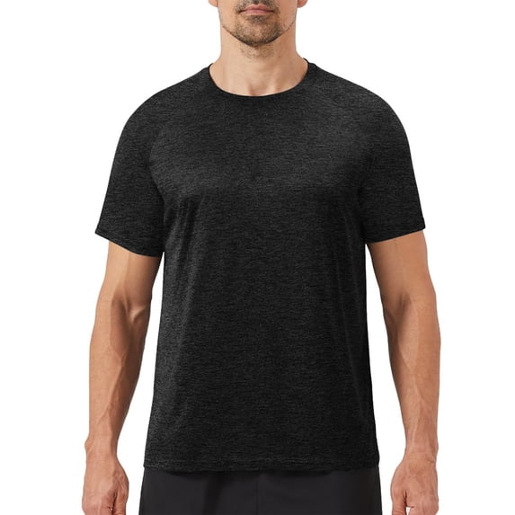 Havenx Sun Protection Swim Shirt for Men Short Sleeve Upf 50+ Shirt Fast Dry Moisture Wicking T-Shirts Soft Basic Plain Athletic Workout Casual Swim Tops,Black XL