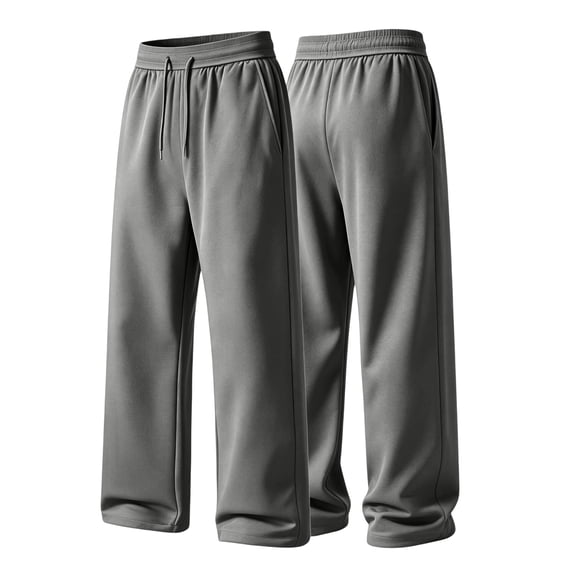 Havenx Sweat Pants for Mens Wide Leg Drawstring Jogger Pants with Side Pockets Elastic Waist Track Pants Casual Loose Fit Relaxed Lounge Athletic Streetwear