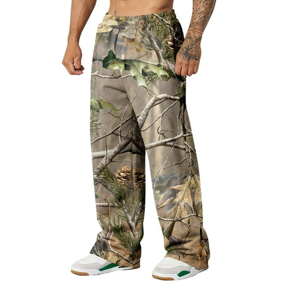 Havenx Sweatpants for Men Camo Graphic Print Sweat Pant Wide Leg Elastic Waist Wear with Pockets Casual Fashion Y2k Loose Fit Joggers Open Bottom Clothing,Mint Green 3XL