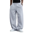 thumbnail image 1 of Havenx Sweatpants for Men Straight Wide Leg Drawstring Sweat Pants with Pockets Elastic Waist Open Bottom Sweatpant Athletic Comfy Y2k Fall Winter Loose Fit Trousers,Light Gray 3XL, 1 of 7