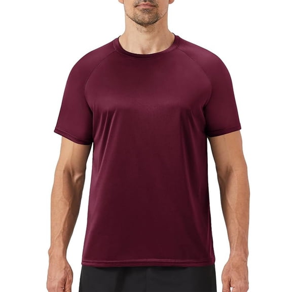 Havenx Swim Shirts for Men Short Sleeve Sun Protection Upf 50+ Tshirts Fast Dry Moisture Wicking Rash Guard Athletic Workout Casual Loose Fit Running Swim Tops Tee,Deep Red L