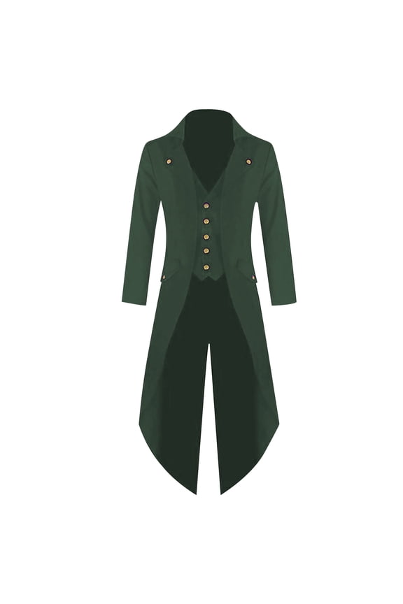 Tailcoat Jacket for Men Halloween Medieval Jacket Renaissance Victorian Jacket Tailcoat Vintage Gothic Steampunk Costumes,Green 3XL