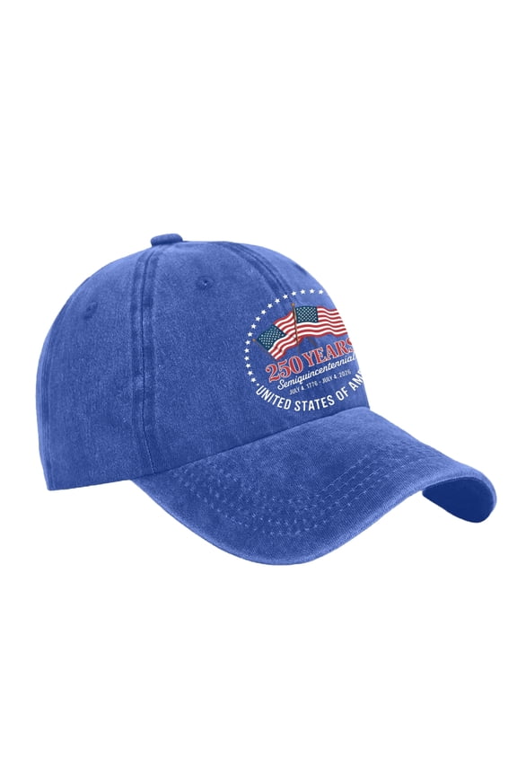 U.s. 250th Anniversary 250 Years Of Freedoms Hats Patriotic Embroidered Hats with Adjustable Stra Patriotic Outdoor Baseball Cap Unisex,Blue