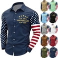 thumbnail image 1 of Havenx Us 250th Anniversary Long Sleeve Shirts for Men American Flag Print Button Shirt Collared Polo Tshirt American 250th Anniversary Casual Tops,White 3XL, 1 of 3