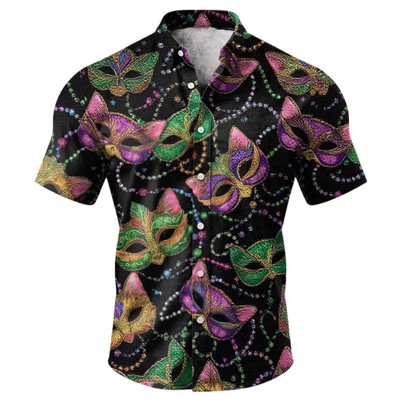 Havenx Valentines Day Shirt for Men Button Down Love Heart Print Outfits Short Sleeve Lapel Tops Slim Fit Lightweight Valentines Day Heart Clothing,Dark Purple 4XL