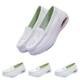 thumbnail image 1 of Havenx Women's Platform Nurse Working Shoes Air Cushion Lightweight Non Slip Low Heel Orthopedic Loafers Slip-On Fashion Comfortable Healthcare Moccasin Long Walking Shoes,White 41(US-9), 1 of 7