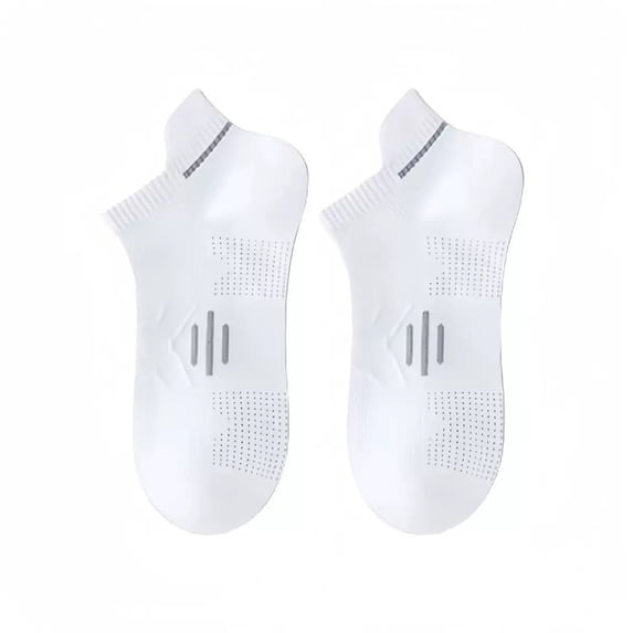 Havenx men's solid color comfortable and versatile delicate non-slip sports boat socks - mesh ear lifting,White