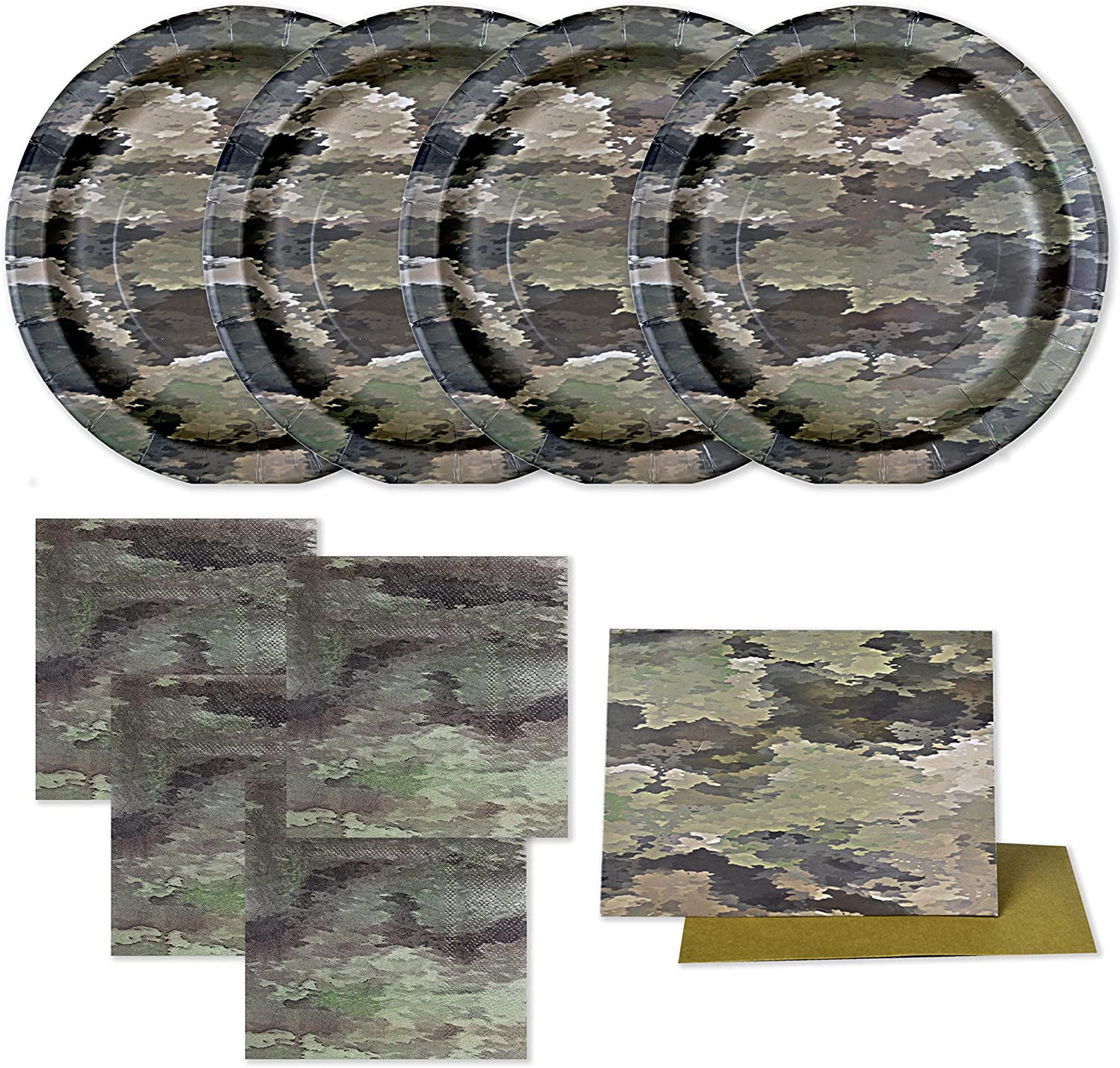 Havercamp Army Camo Party Supply Set, Military Theme, 48 Count