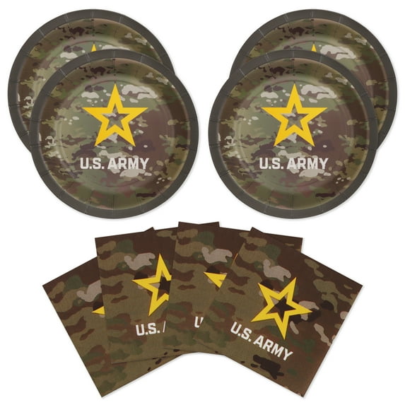 Havercamp Official U.S. Army Party for 16 guests; includes 16 ea. 7” Plates and Napkins- Official Army Logo.