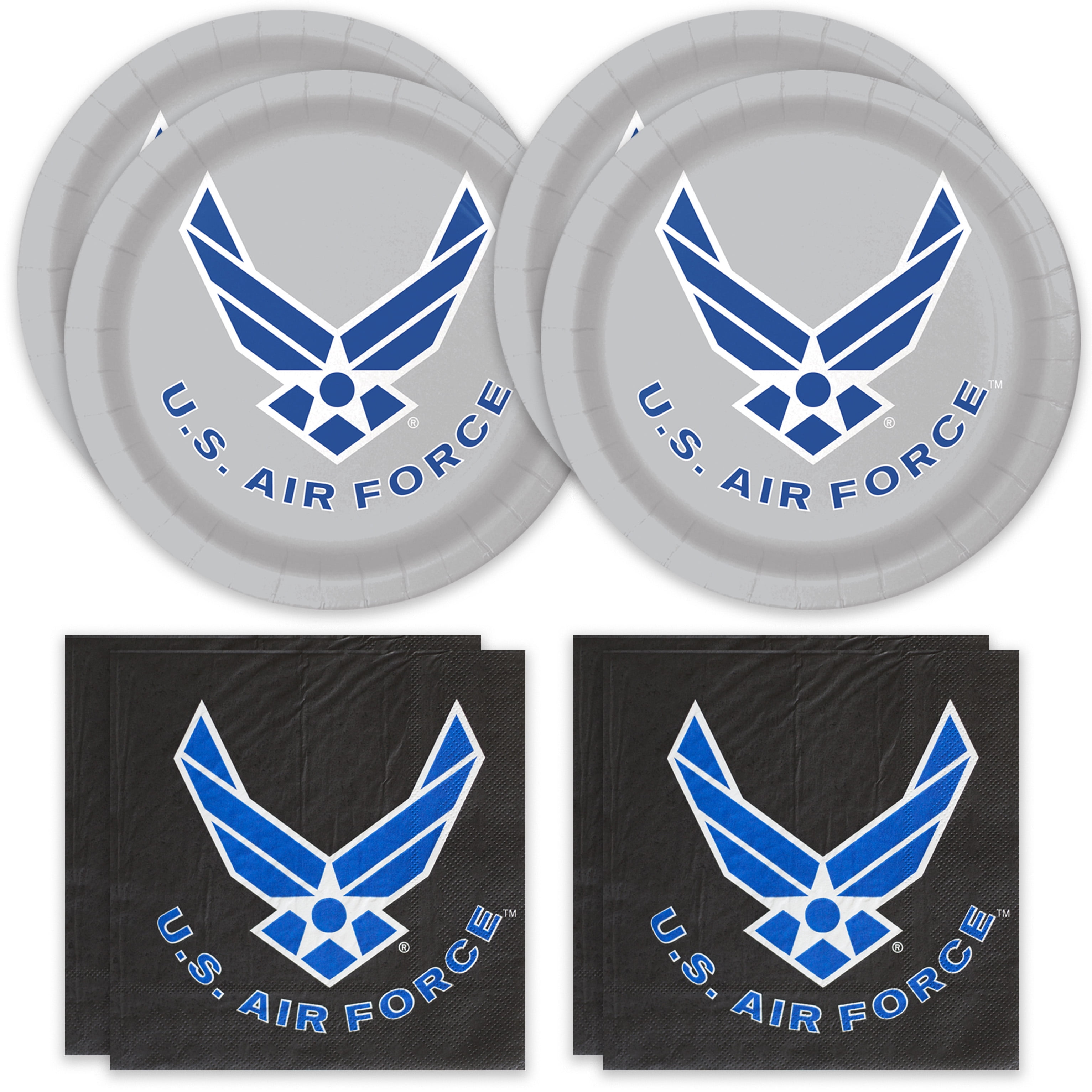 Havercamp U.S. Air Force Licensed Party for 16 guests! Includes 16- 7 in. Dessert Plates and 16 Luncheon Napkins with the U.S. Air Force Logo.