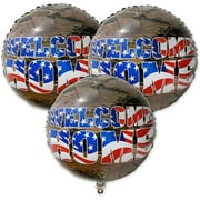 Havercamp Welcome Home Party Balloons 3 pcs.! 3 18" Round Foil Mylar Balloons with Army Camo Background. American Heroes Party Collection.