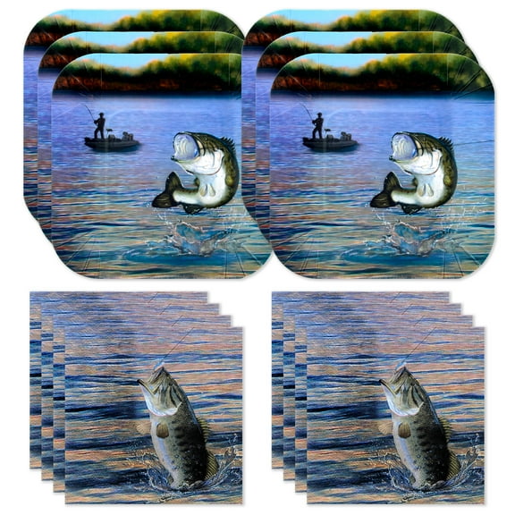 Havercamps Trademarked Gone Fishin Party for 16 guests: includes 16 ea. 7 Party Plates and Napkins