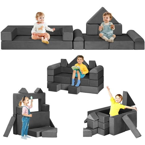 Haverchair 12Pcs Kids Modular Play Couch, Kids Sofa Couch Toddler Couch, Convertible Foam Couch Play Set for Creative Child, Kids Furniture for Playroom