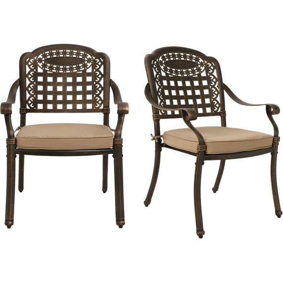 Haverchair 2 Piece Outdoor Bistro Dining Chair Set Cast Aluminum Dining Chairs