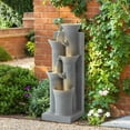 thumbnail image 1 of Haverchair 24" Outdoor Water Fountain with LED Lights, 5-Tier Bamboo Joint Design Bowl Garden Fountain, Modern Cascading Waterfall for Garden, Patio, Backyard, Deck, Porch and Home Decor, 1 of 8