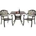 thumbnail image 1 of Haverchair 3 Piece Bistro Set Outdoor Cast Aluminum Patio Dining Set Table and Chairs Outside Bistro Furniture 2 Chairs and 1 Square Table for Lawn Garden, 1 of 7