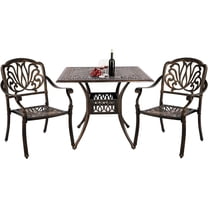 Haverchair 3 Piece Bistro Set Outdoor Cast Aluminum Patio Dining Set Table and Chairs Outside Bistro Furniture 2 Chairs and 1 Square Table for Lawn Garden