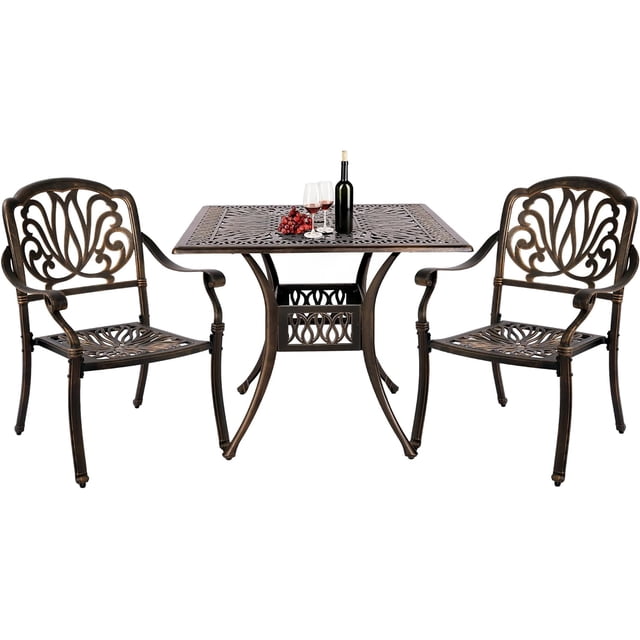 Haverchair 3 Piece Bistro Set Outdoor Cast Aluminum Patio Dining Set ...