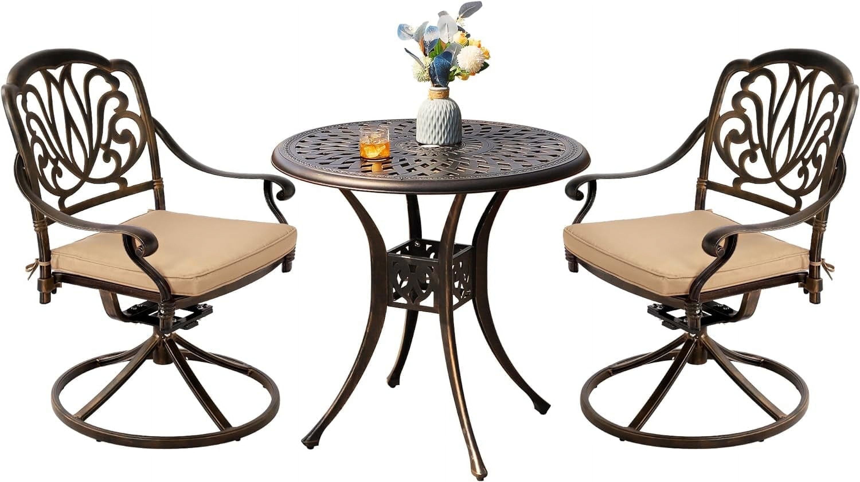 Haverchair 3 Piece Patio Bistro Set Outdoor Cast Aluminum Dining Set ...