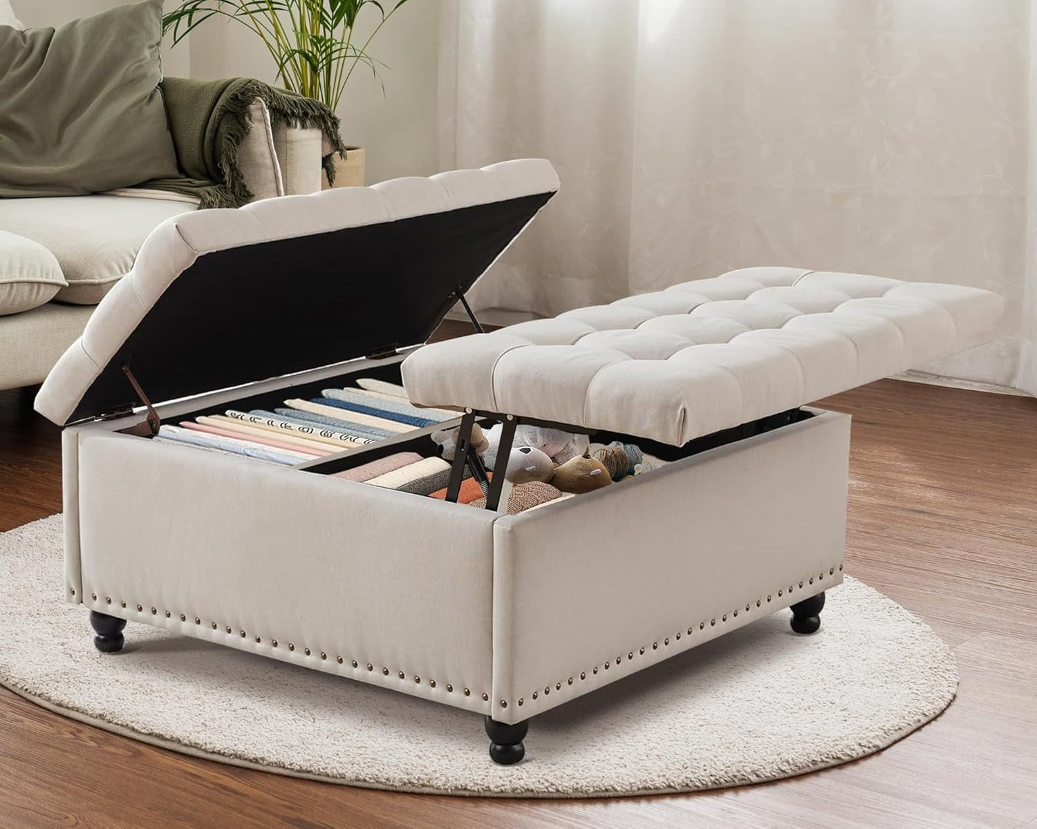 Haverchair 35.5" Large Storage Ottoman Coffee Table, Square Ottoman ...